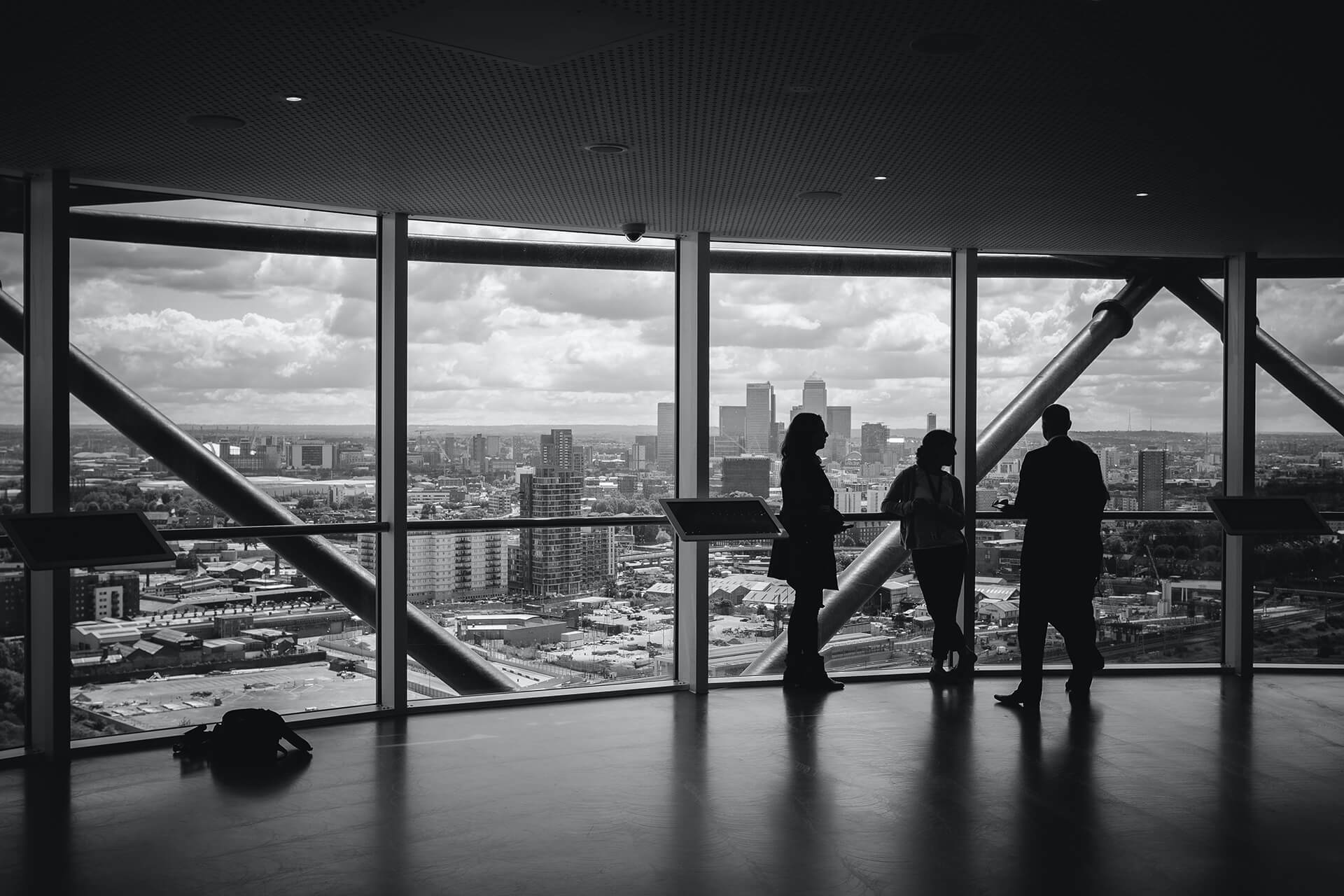 A small business owner talking with an advisor
